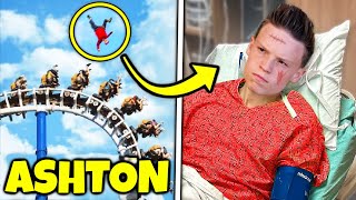 Ashton Myler fell off the roller coaster, then.. (Ninja Kidz TV)