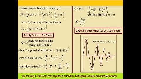 Damped Harmonic Oscillator 2: by Dr Sanjay S.Patil,Asstt.Prof.,K.M.Agrawal College ,Kalyan West