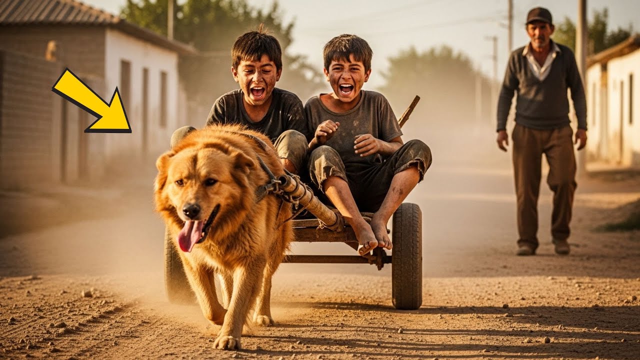 LOS NIÑOS OBLIGABAN A UN PERRO A TIRAR DEL CARRO… PERO UN SEÑOR CORRIÓ PARA EVITAR LO PEOR