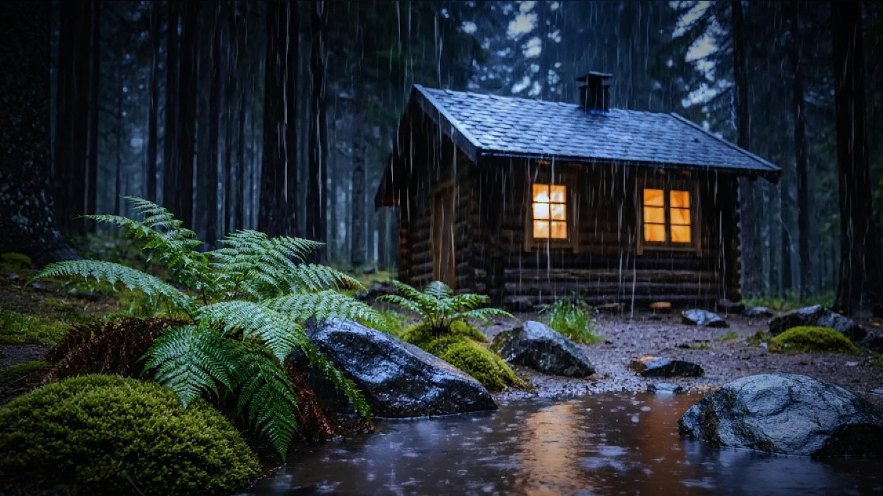 Heavy Rain & Thunder in a Forest Cabin 🌧️⚡ | Fall Asleep Fast, Deep Sleep Ambience