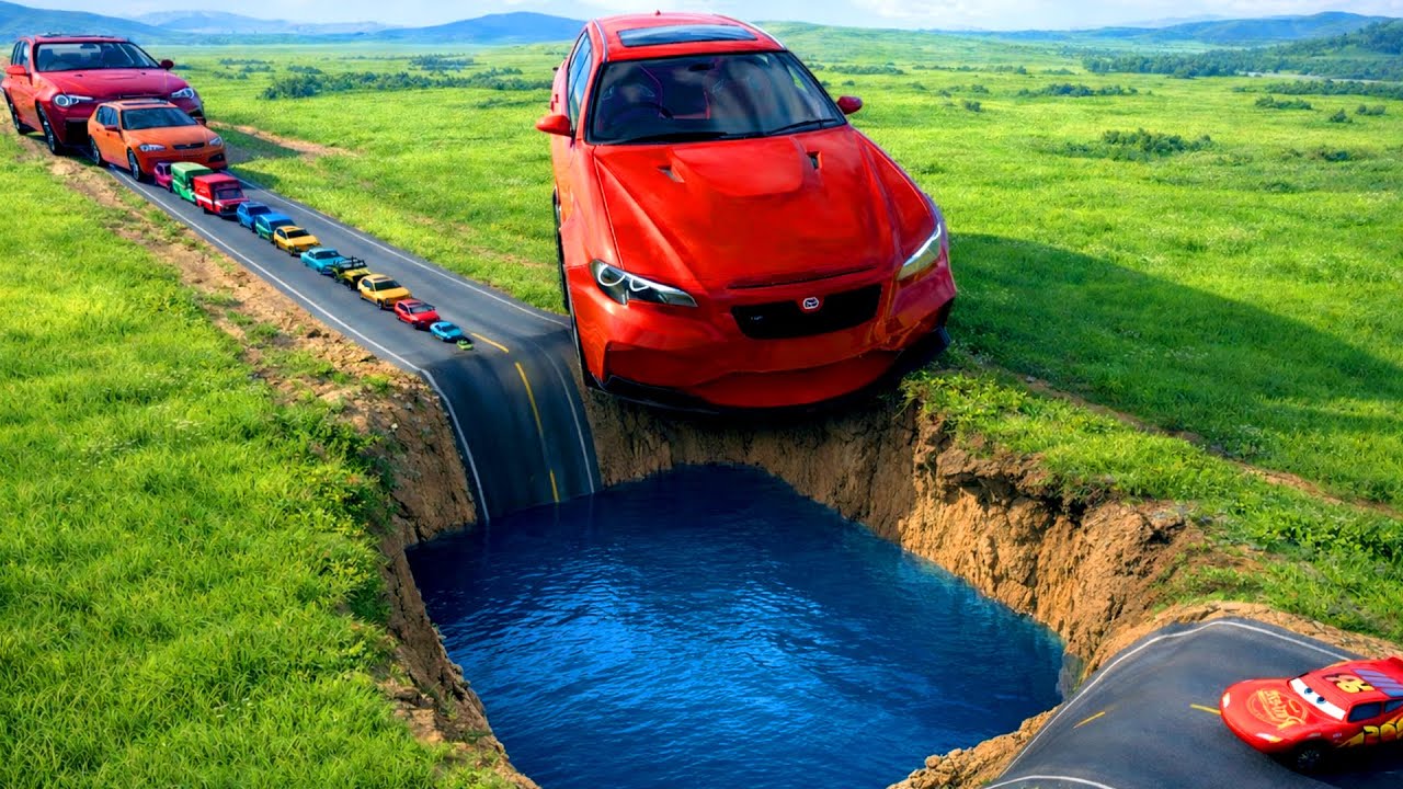🔥 BIG & SMALL CARS – SQUARE PIT X LEAP OF DEATH 💀💥 | BeamNG.drive Extreme Crossover Challenge Impala