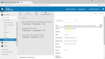 CINAHL info RefWorks - Adding a book chapter