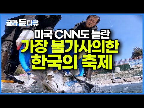 <strong>미국</strong> CNN도 놀랐다! 인구 2만 명 산골에 하루 6만 명이 방문하는 불가사의한 축제┃축구장 8배 얼음판에 2만개 구멍 뚫고 물고기 60만 마리┃<strong>산천어</strong> 축제┃극한직업┃#골라듄다큐