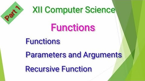 XII Computer Science | Functions| Shyni Pradeep