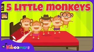 Five Little Monkeys Jumping on the Bed - The Kiboomers Preschool Songs - Counting Song