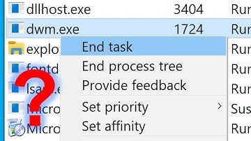 What happens if you end dwm.exe in different versions of Windows?
