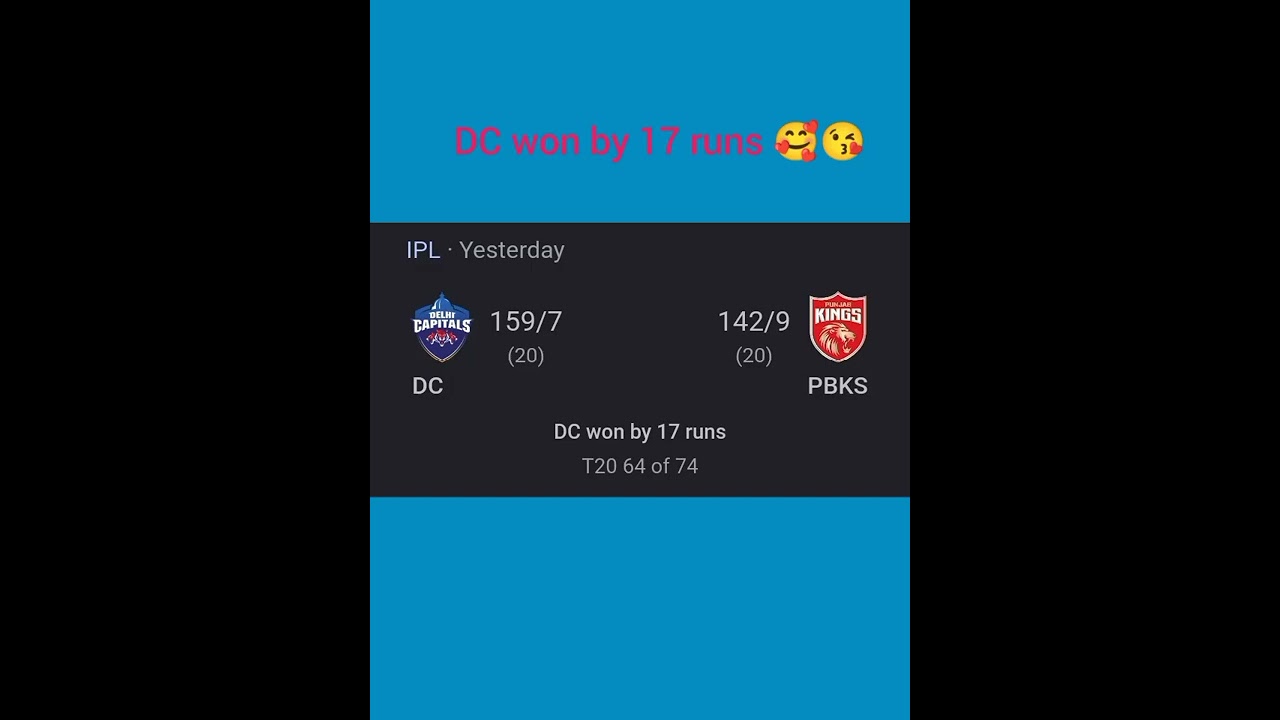 DC vs PBKS match live score 🥰🥰