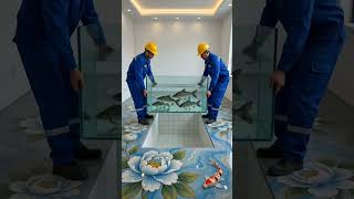 Galaxy Epoxy Floor With Hidden Aquarium Transformation#interiordesign #aquarium #shorts #viral