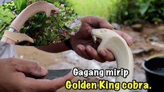 ini baru keren, pembuat gagang golok motif king cobra part1