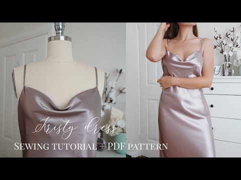 DIY cowl neck silk dress | Kristy dress sewing tutorial | + printable PDF pattern