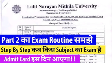 Lnmu Part 2 Exam Routine & Centre List 2022 | lnmu part 2 admit card kab jari hoga 2022 |lnmu exam