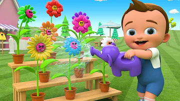 Learning Colors for Children with Little Baby Watering Plants Color Flowers 3D Kids Fun Educational