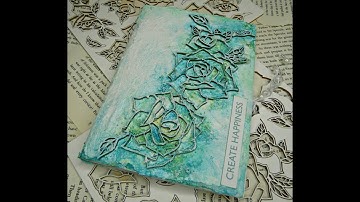 Art journal cover with Snip-Art chipboards, mixed media process