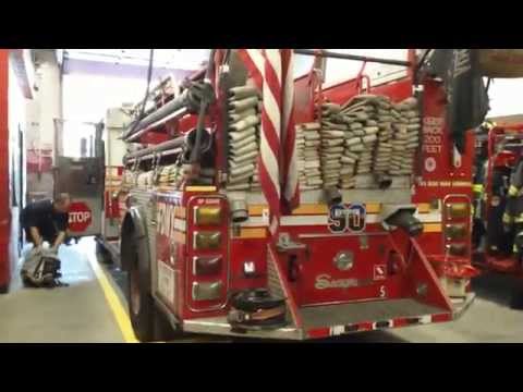 Rare Catch Of FDNY Engine 90 Responding From Inside Their Quarters To An EMS Call