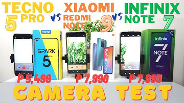 TECNO 5 PRO VS XIAOMI REDMI NOTE 9 VS INFINIX NOTE 7 CAMERA TEST