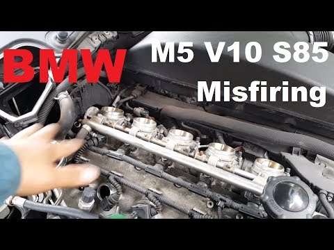 2005 BMW M5 S85 engine misfiring, fault finding and repair.