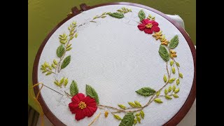 التطريز اليدوي للمبتدئين ( طوق ورد ) Embroidery for beginners