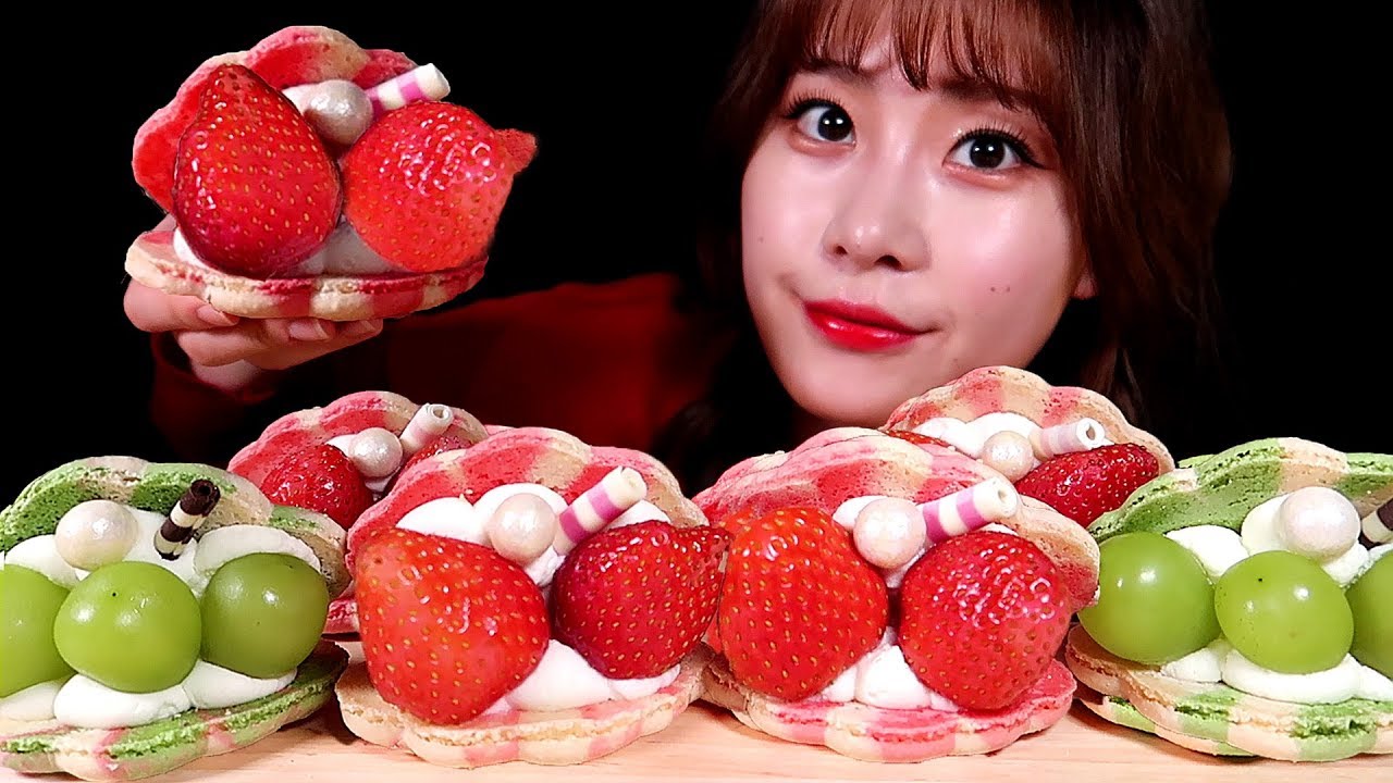 ASMR🍓🍇💦  과즙이 팡팡 새콤달콤 과일마카롱 먹방 FRUITS MACARONS MUKBANG