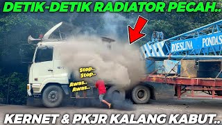 DETIK-DETIK RADIATOR PECAH !!! Beban Terlalu Berat, Truk Trailer Di Paksakan Melintas Di Tanjakan