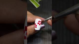 Easy Red Floral Nail Art 🌺 | Simple Nail Design Tutorial #Shorts