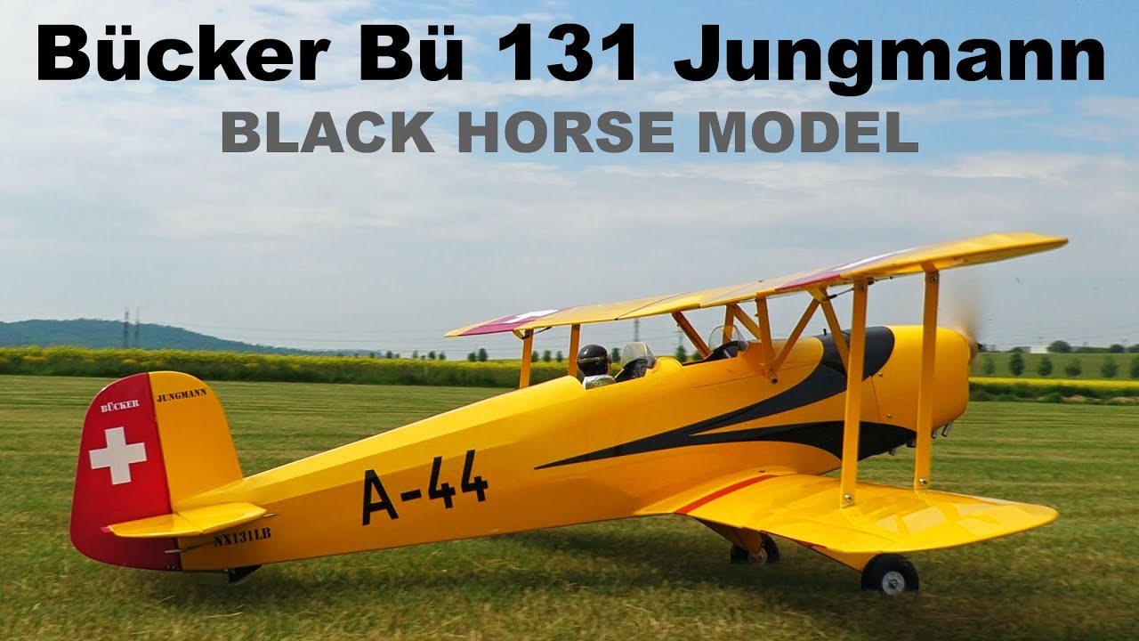 Bücker Bü 131 Jungmann BLACK HORSE MODEL | scale RC biplane | 4K | Trebic 2021