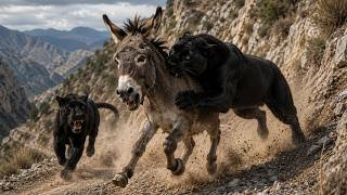 Donkey Chased by 2 Hungry Panthers
