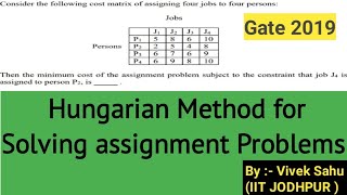Assignment Problem Example | Hungarian Method | Gate Previous Years Questions