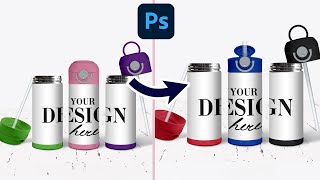12oz Kids Water Bottle Mockup Full wrap - How to for Photoshop & what's included in the mockup