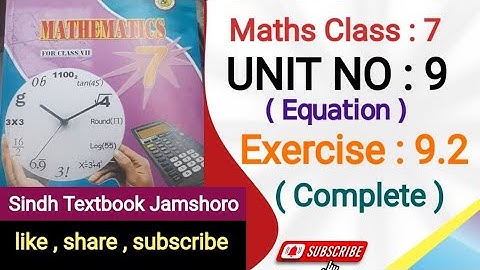 Maths Class 7 | Unit 9 | Exercise 9.2 complete | Sindh Textbook board