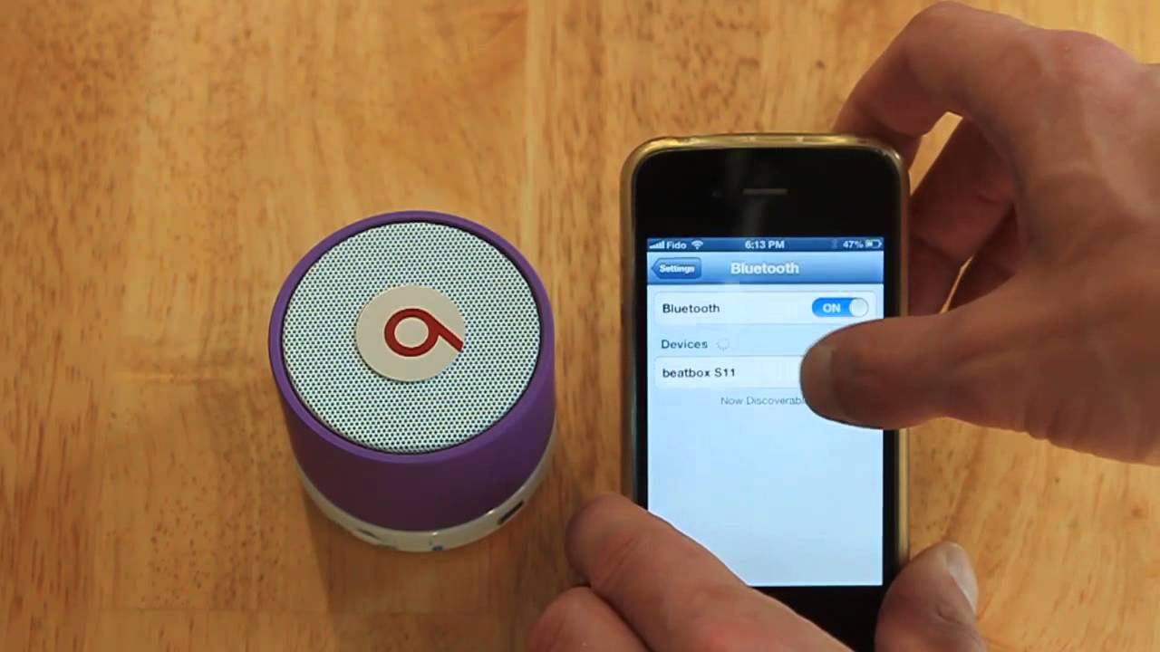 Bluetooth Pairing Beatbox HD bluetooth S11 Speaker to iPhone 4s - YouTube