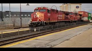 TRAINS CP Pre Merger Stacks and TOFC Flats Plus Mixed Freight at Dorval