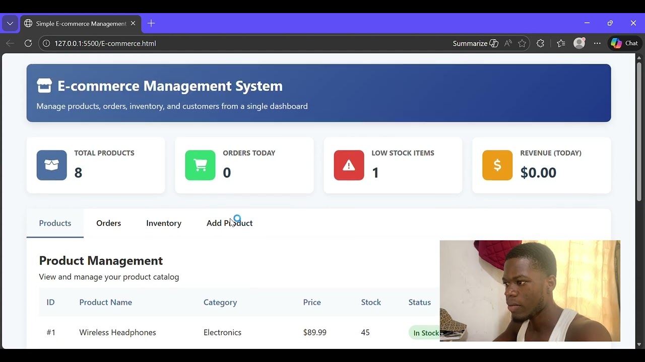 Build a Simple E-Commerce Management System (HTML, CSS & JavaScript)