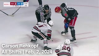 Carson Rehkopf (KIT16) | All Shifts | Kitchener Rangers vs. Guelph Storm (OHL) | 2 2 2024