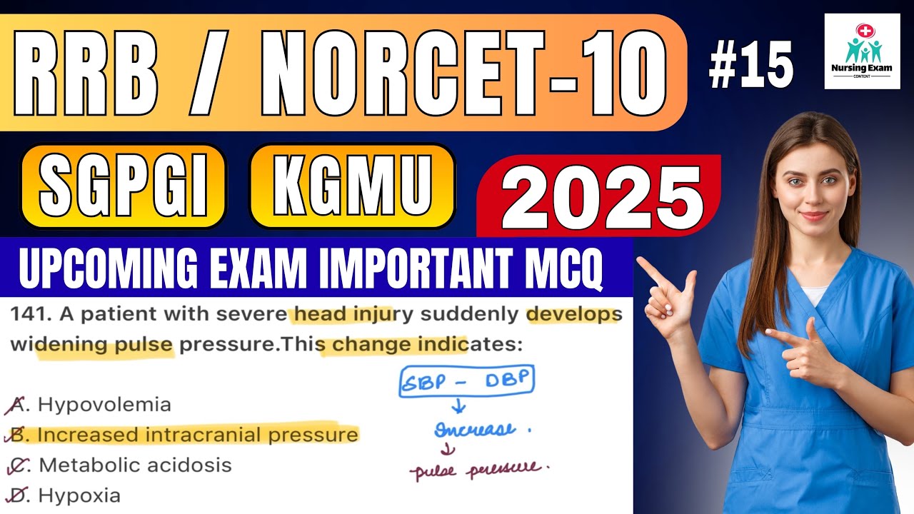 STAFF NURSE EXAM PREPARATION | #15|RRB NURSING EXAM |NORCET 10 | SGPGI |KGMU |NURSING OFFICER EXAM 