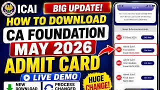 Live Demo :- How to Download CA Foundation May 2026 Admit card | Process changed by ICAI 