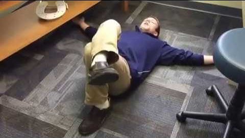 Cross leg pec stretch lower trunk rotation