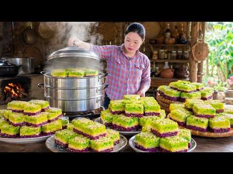 Sick but Still Strong | Single Girl Making Colorful Steamed Glutinous Rice Cakes to Sell at Market