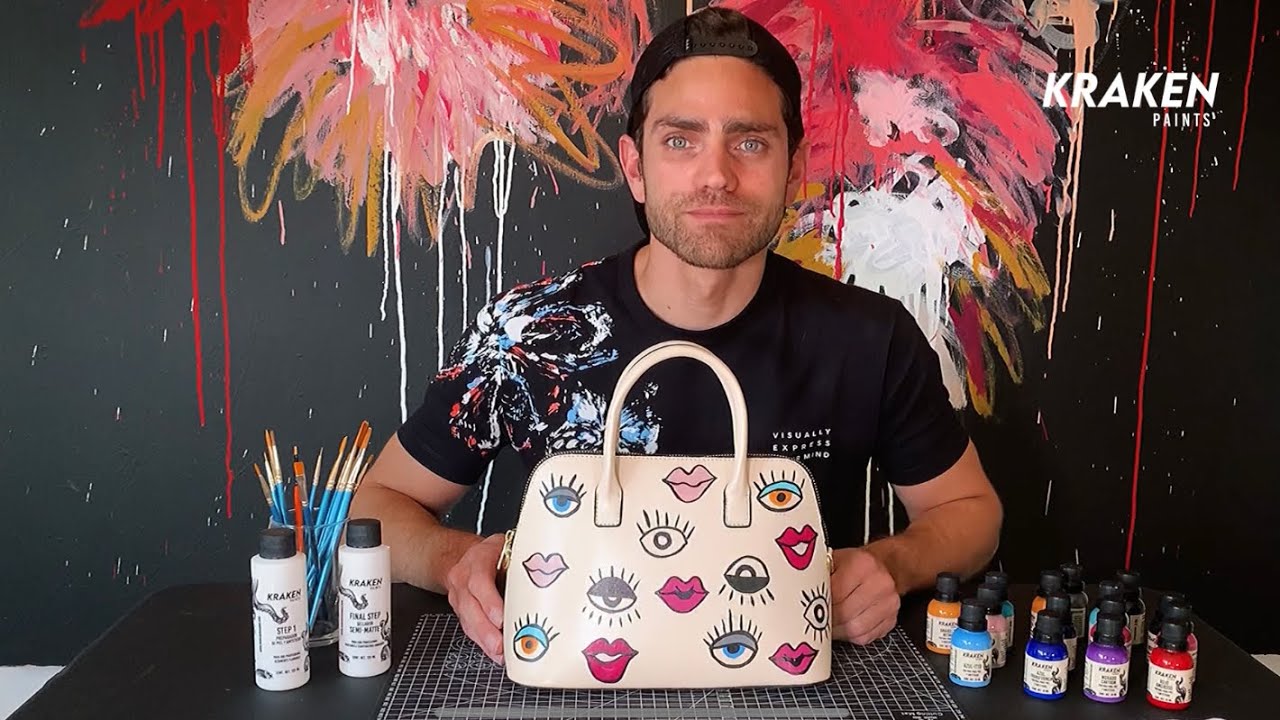 COMO PINTAR UNA BOLSA DE VINIPIEL O PIEL SINTÉTICA CON PINTURAS - YouTube