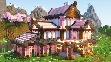 How to build Cherry Blossom Mansion - Minecraft Tutorial