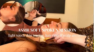 ASMR | Light touch, hair play, tracing & soft brushes on @xokatieASMR |A Sleepy Session screenshot 4