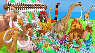 Prehistoric Mammals Mammoth vs Dinosaurs vs Reptiles Be Fast and Run Away from Spike Roller - ARBS