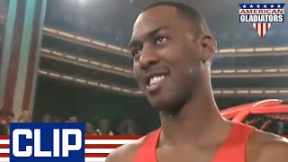 Basketball Player Danny Manning Barely Fits In The Atlasphere Ball | American Gladiators