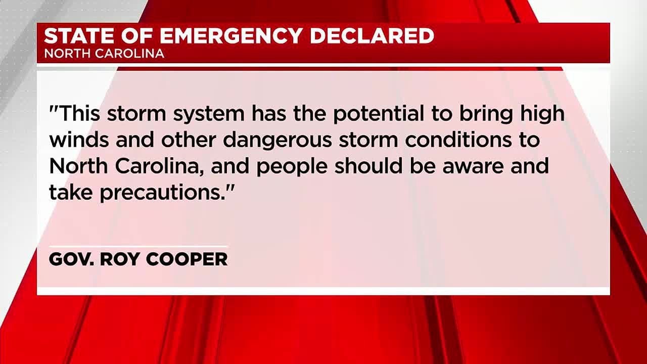 Governor declares state of emergency in North Carolina ahead of ...