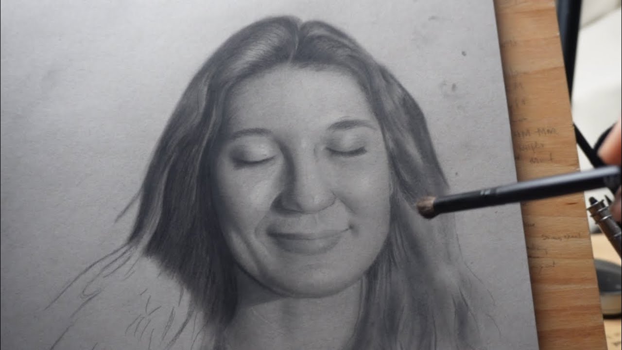 Charcoal drawing on gray paper 