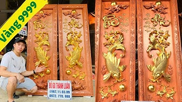 Đôi Tranh Cá Chép Gỗ Hương DÁT VÀNG 9999 Đẹp Nhất Việt Nam