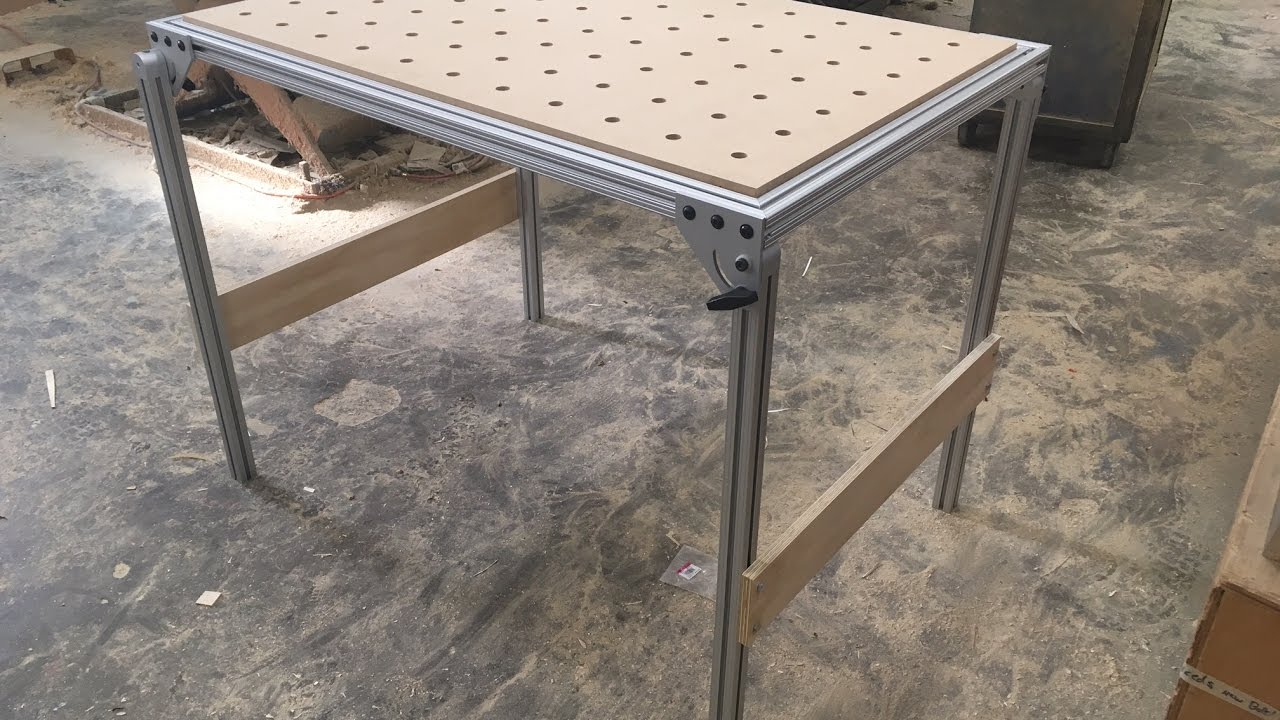 Homemade mft bench made with 80/20 parts - YouTube