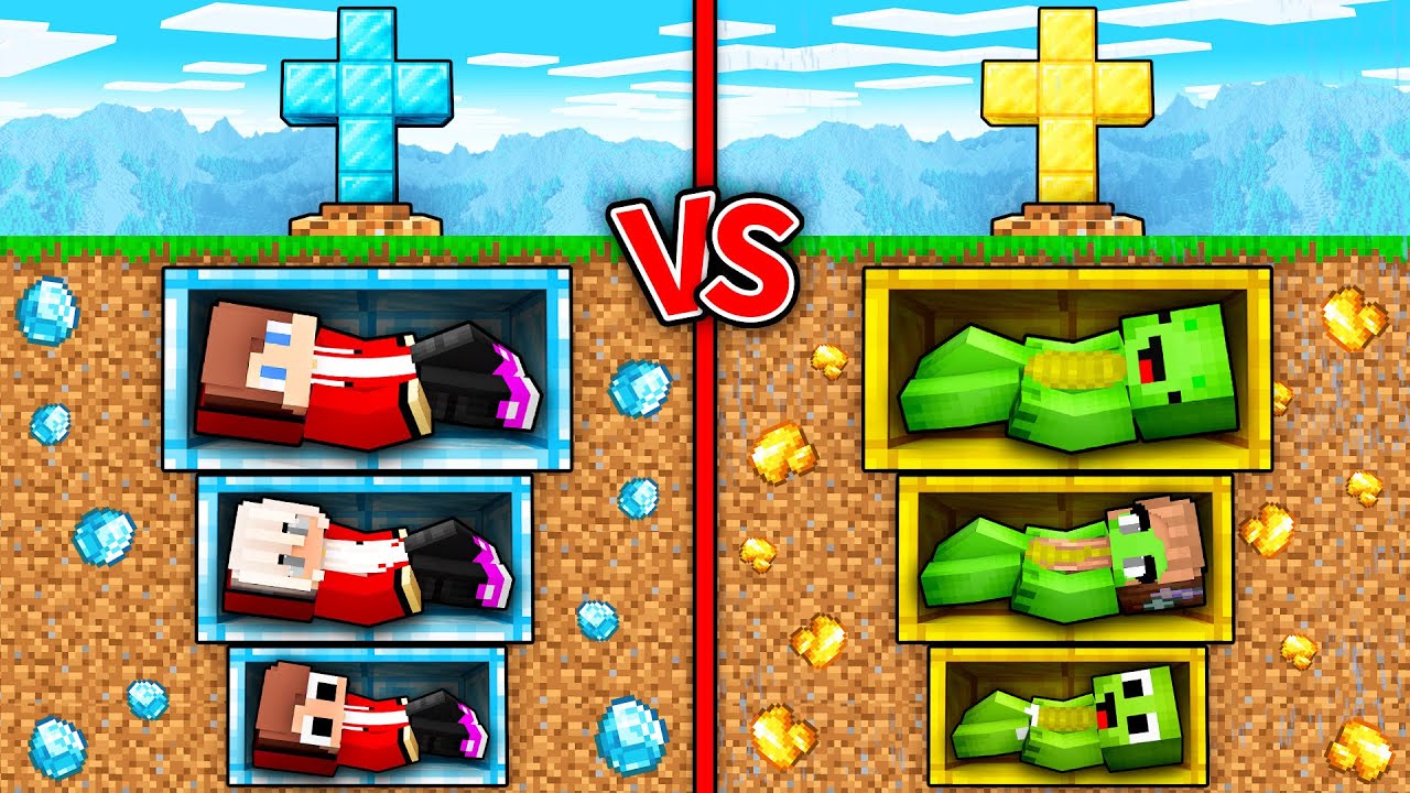 JJ DIAMOND vs Mikey GOLD Family Grave Battle in Minecraft ! - Maizen