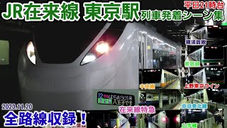 【全路線収録】JR東京駅在来線列車発着シーン集[山手線•京浜東北線•上野東京ライン•東海道線•中央線•横須賀線•総武快速線•京葉線](2020.11.20)