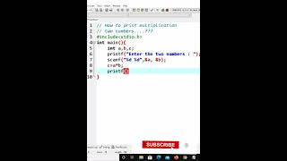 C Language Multiplication Two Numbers Easy Way l #ytshorts #trendingshorts #cprogramming #c