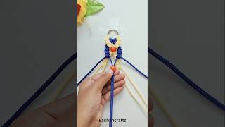 DIY Keychain Idea 💛💙 Handmade Macrame Keychain #diy #keychain #shorts #ytshorts #youtubeshorts